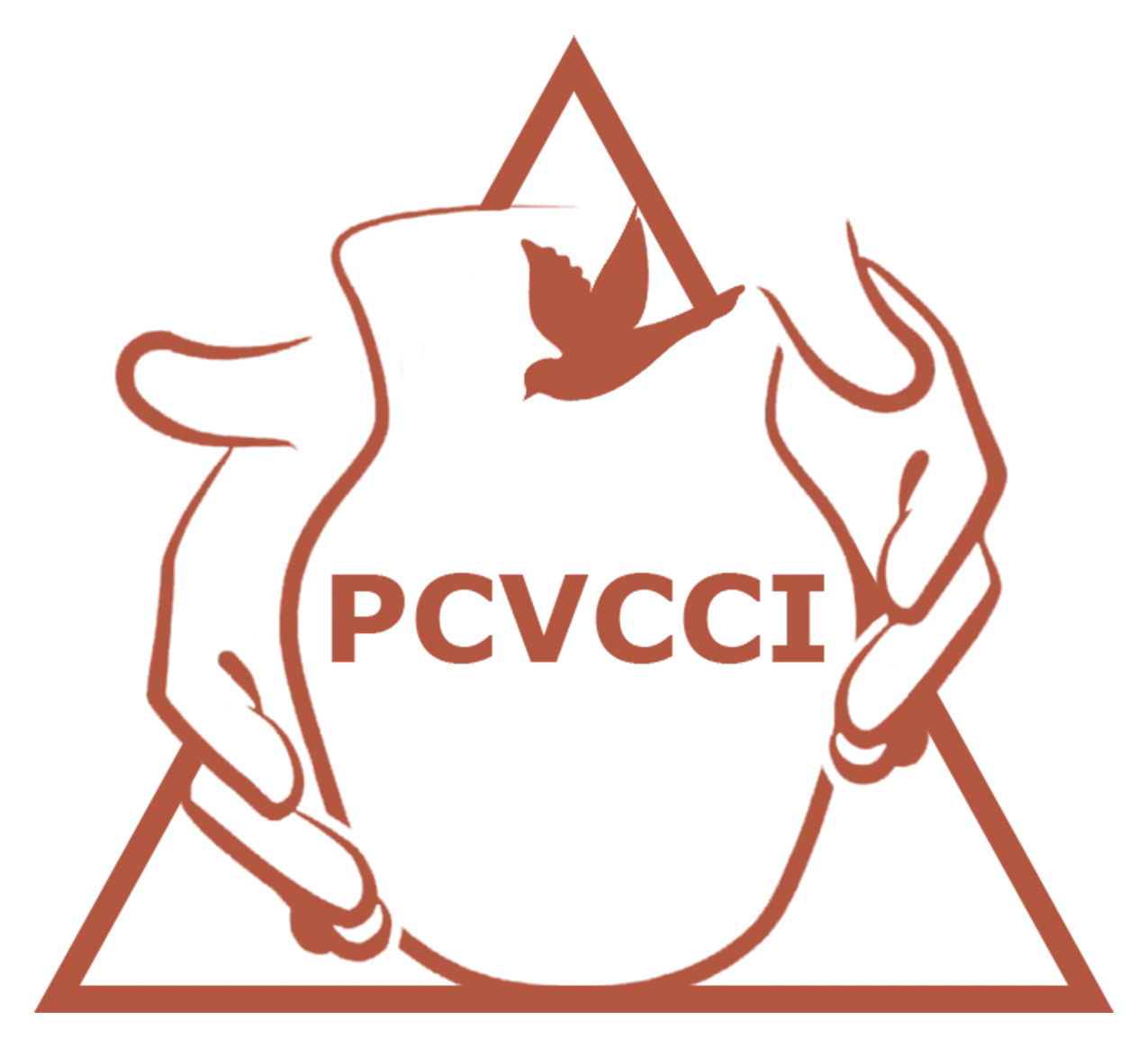PCVCCI — potter's hands holding a jar with a dove, inside a triangle